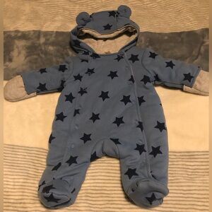 Blue Star Patterned Kids Quilted One Piece 0-3 Months